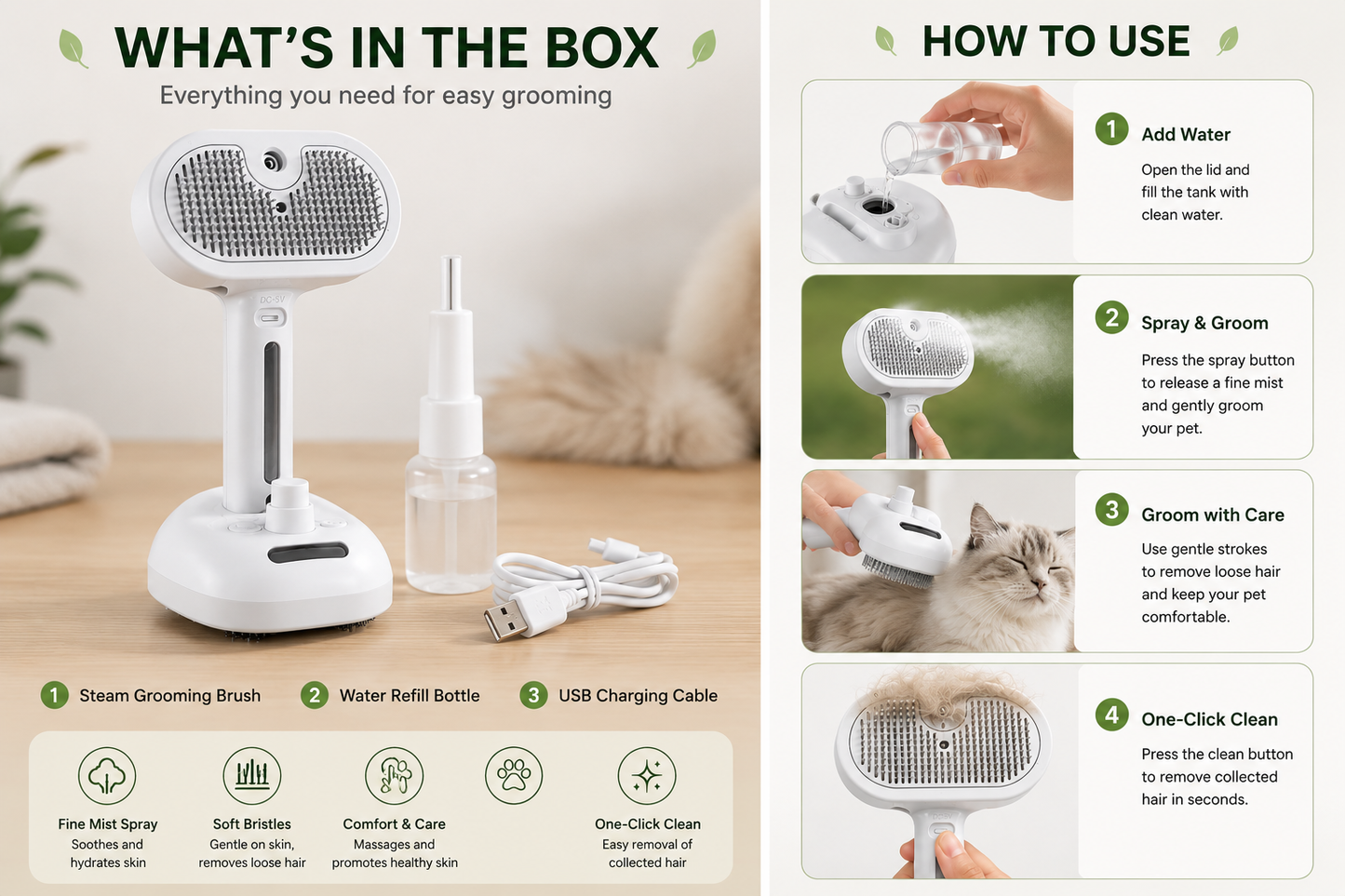 Devauss™ SteamGroom Pro Cat Brush